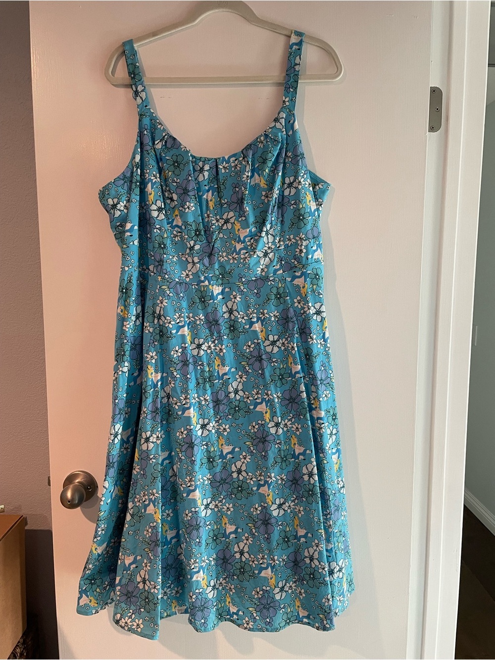 Disney Light Blue Women’s Alice in Wonderland Dress with Yellow Floral Accents